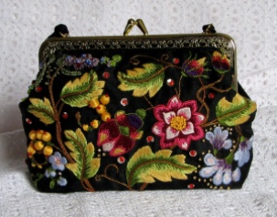 An embroidered handbag made by me, for the sheer pleasure of doing it! The design is by Susan O'Connor, of Australia