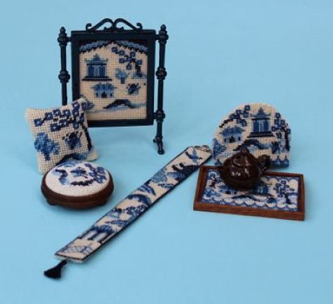 'Willow pattern' doll's house needlepoint kits from www.janetgranger.co.uk